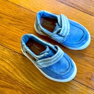 Toms Velcro denim stripe 4T shoes